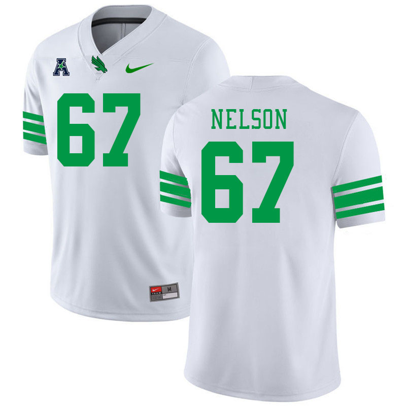 #67 Braydon Nelson North Texas Mean Green College Football Jerseys Stitched-White